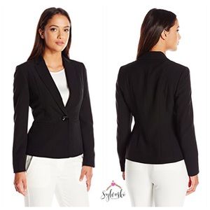 Kasper Crepe One Button Black Blazer Jacket 10